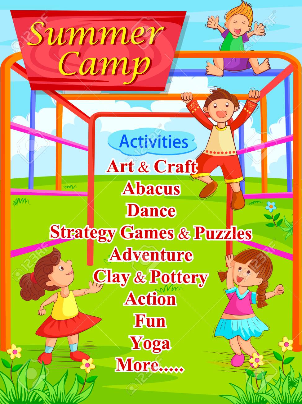 banner poster design template for kids summer camp activities