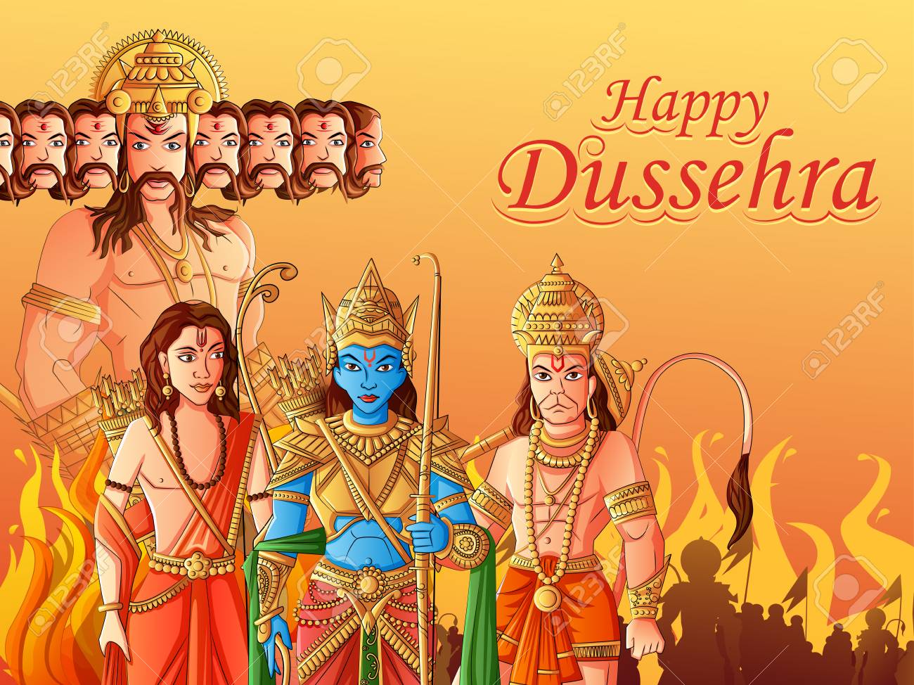 Indian God Rama For Happy Dussehra Festival Of India Royalty Free ...