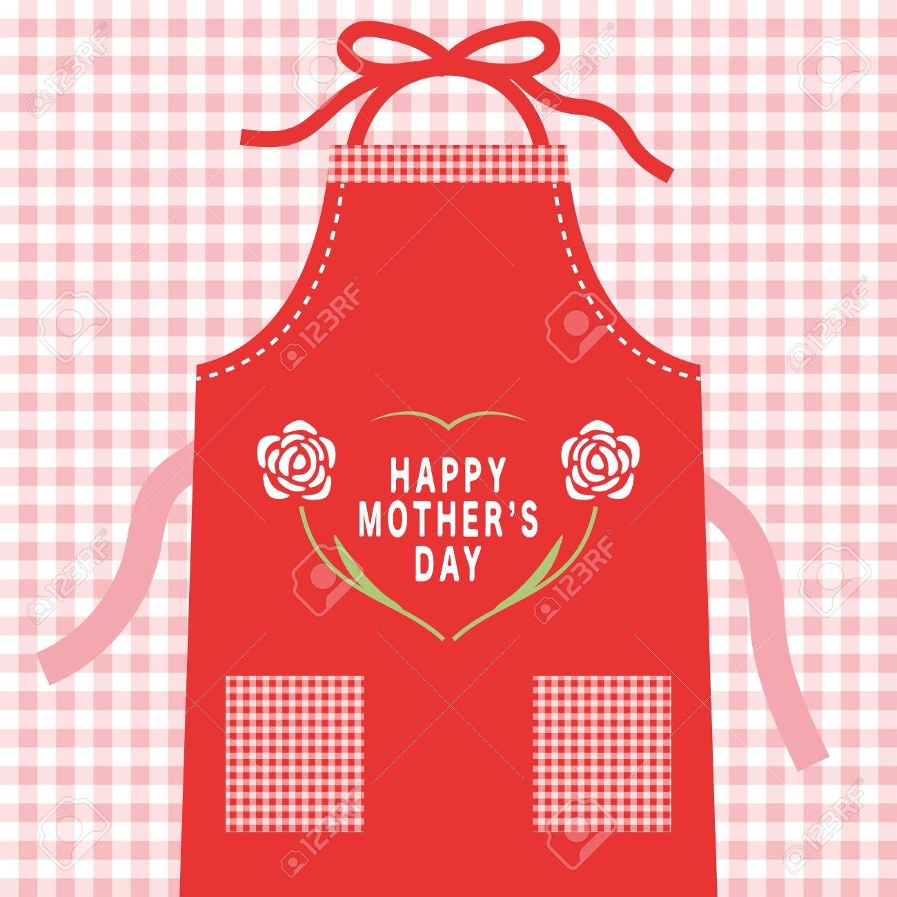 母の日エプロンかわいいグリーティング カードです のイラスト素材 ベクタ Image