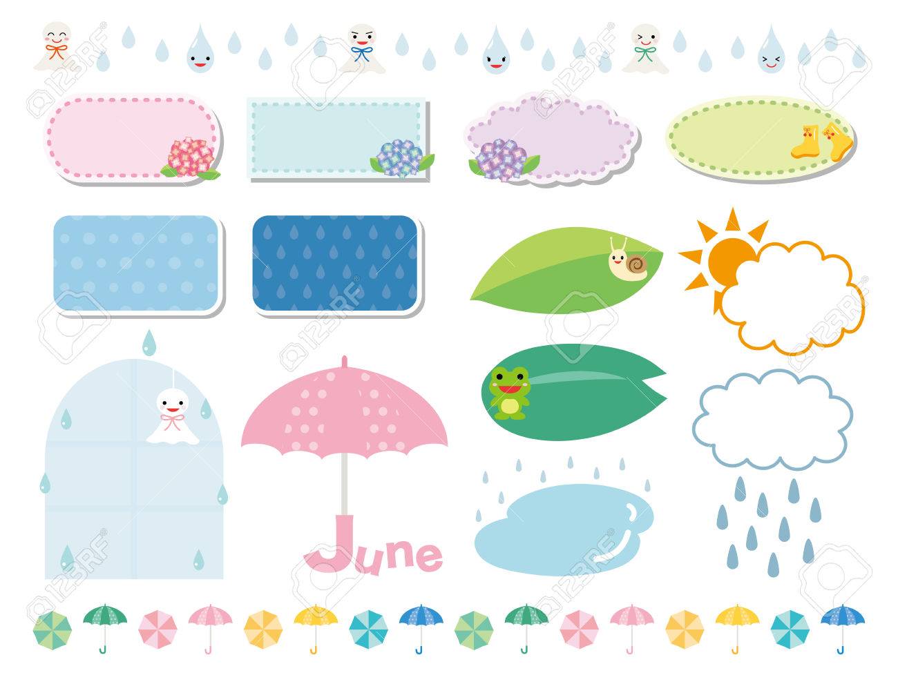 梅雨フレームとラインを設定します のイラスト素材 ベクタ Image