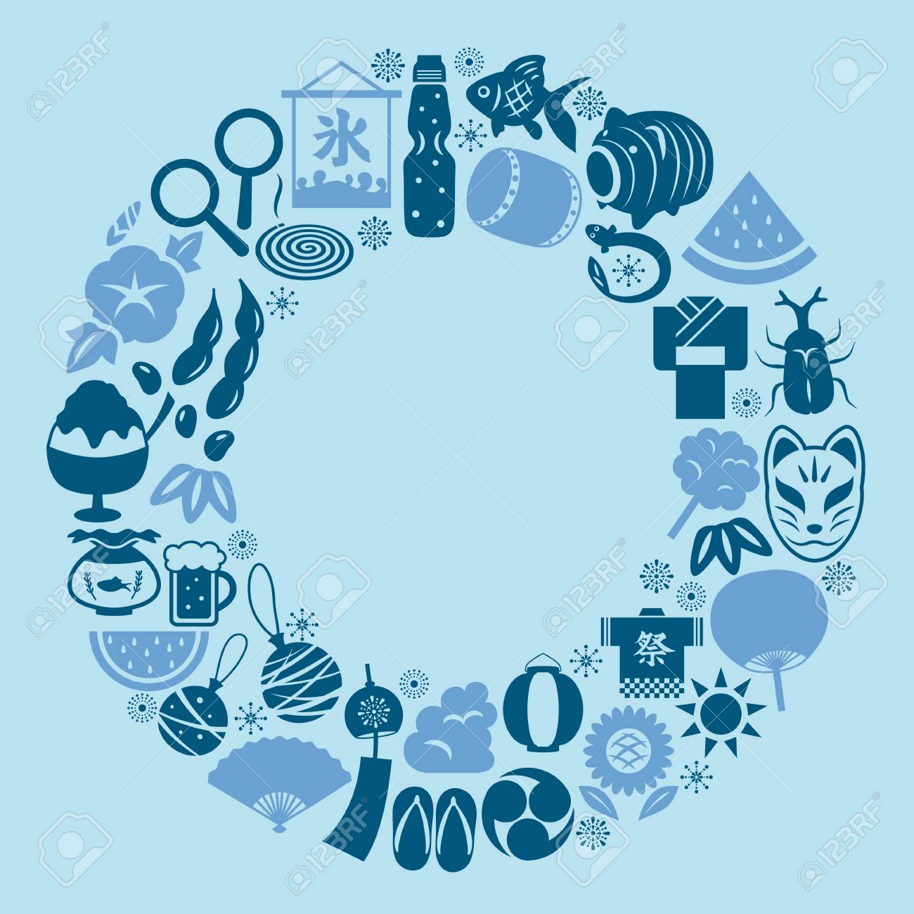 Japanese Summer Icon Round Shaped Royalty Free Cliparts Vectors And Stock Illustration Image