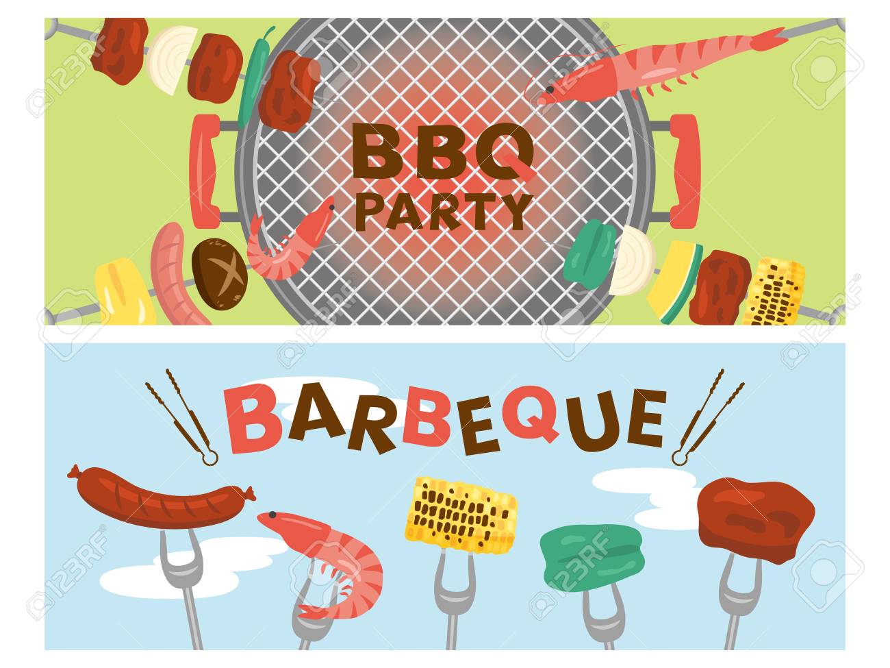 barbeque vector banner set
