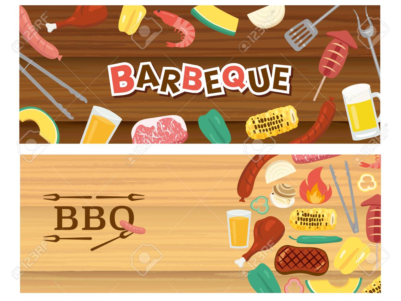barbeque vector banner set