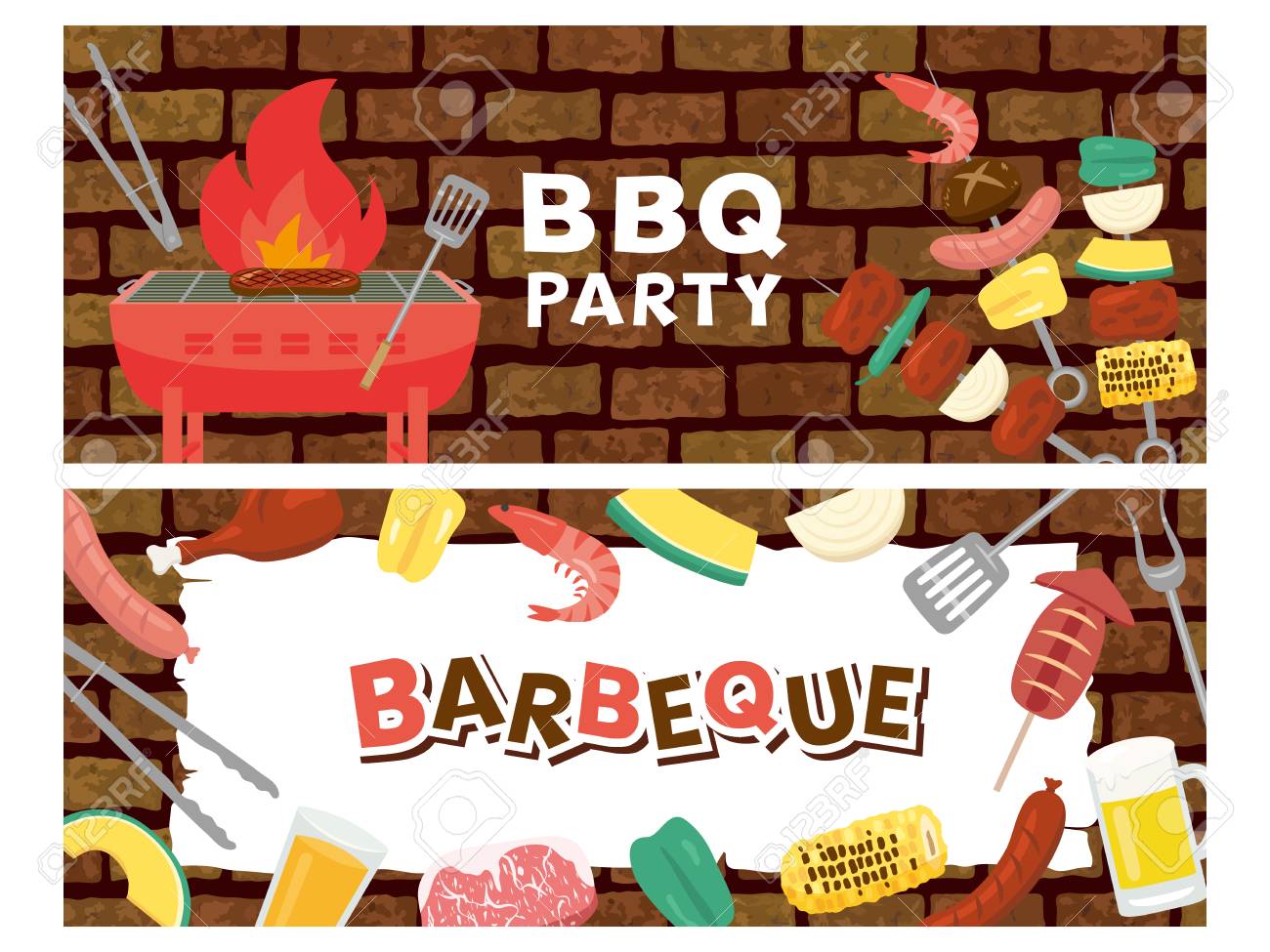 barbeque vector banner set