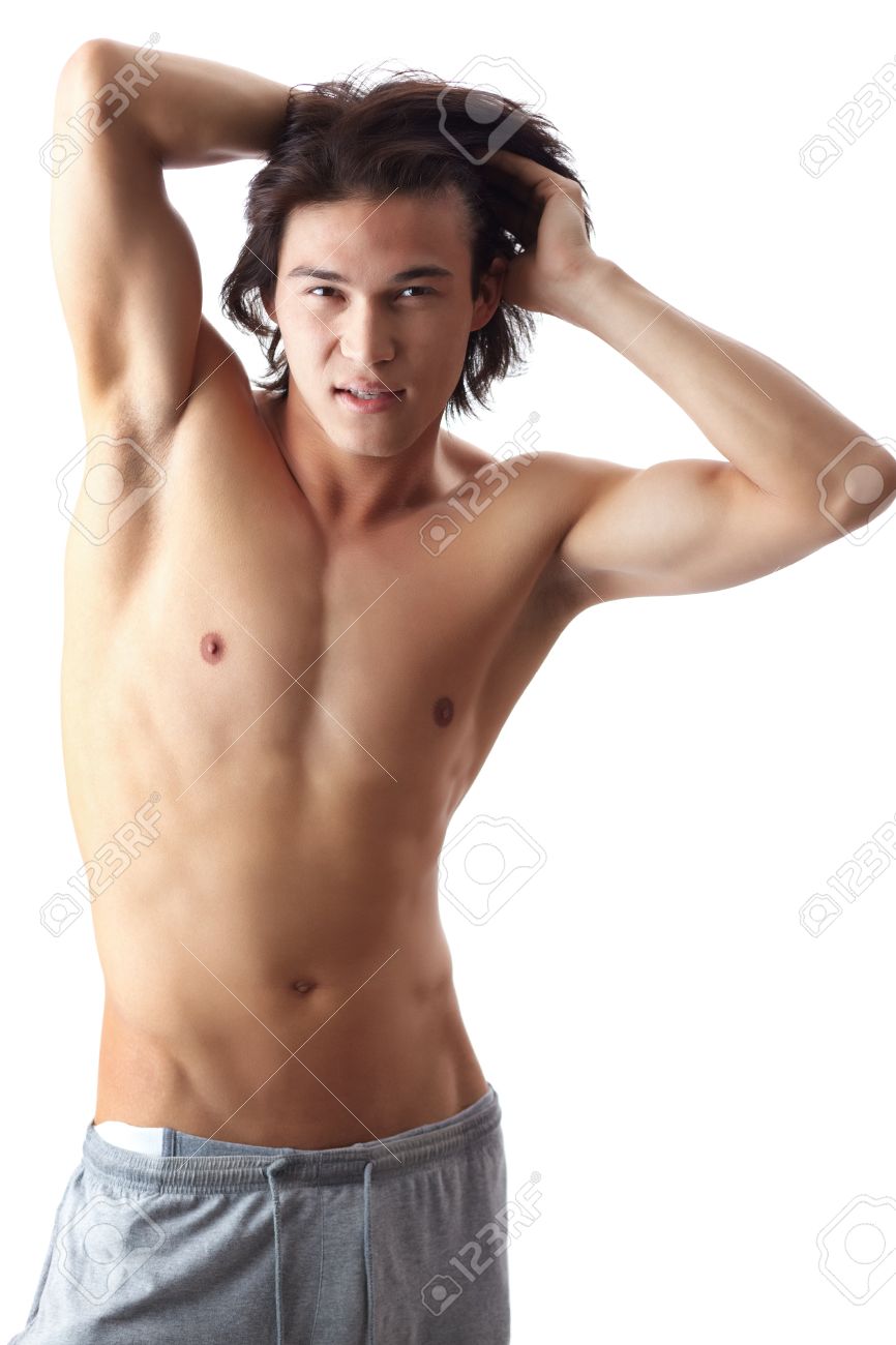 カメラの前でポーズをとって上半身裸の男のイメージ の写真素材 画像素材 Image