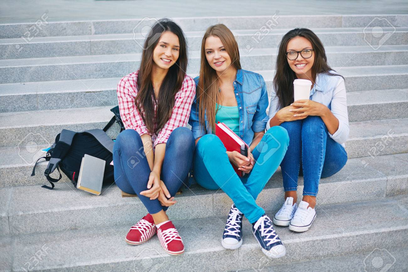 portrait of three teenage