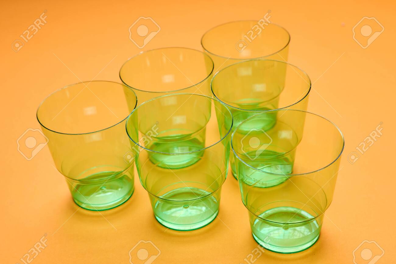 Download Horizontal High Angle Shot Of Six Clean Transparent Green Plastic Stock Photo Picture And Royalty Free Image Image 139838638 Yellowimages Mockups