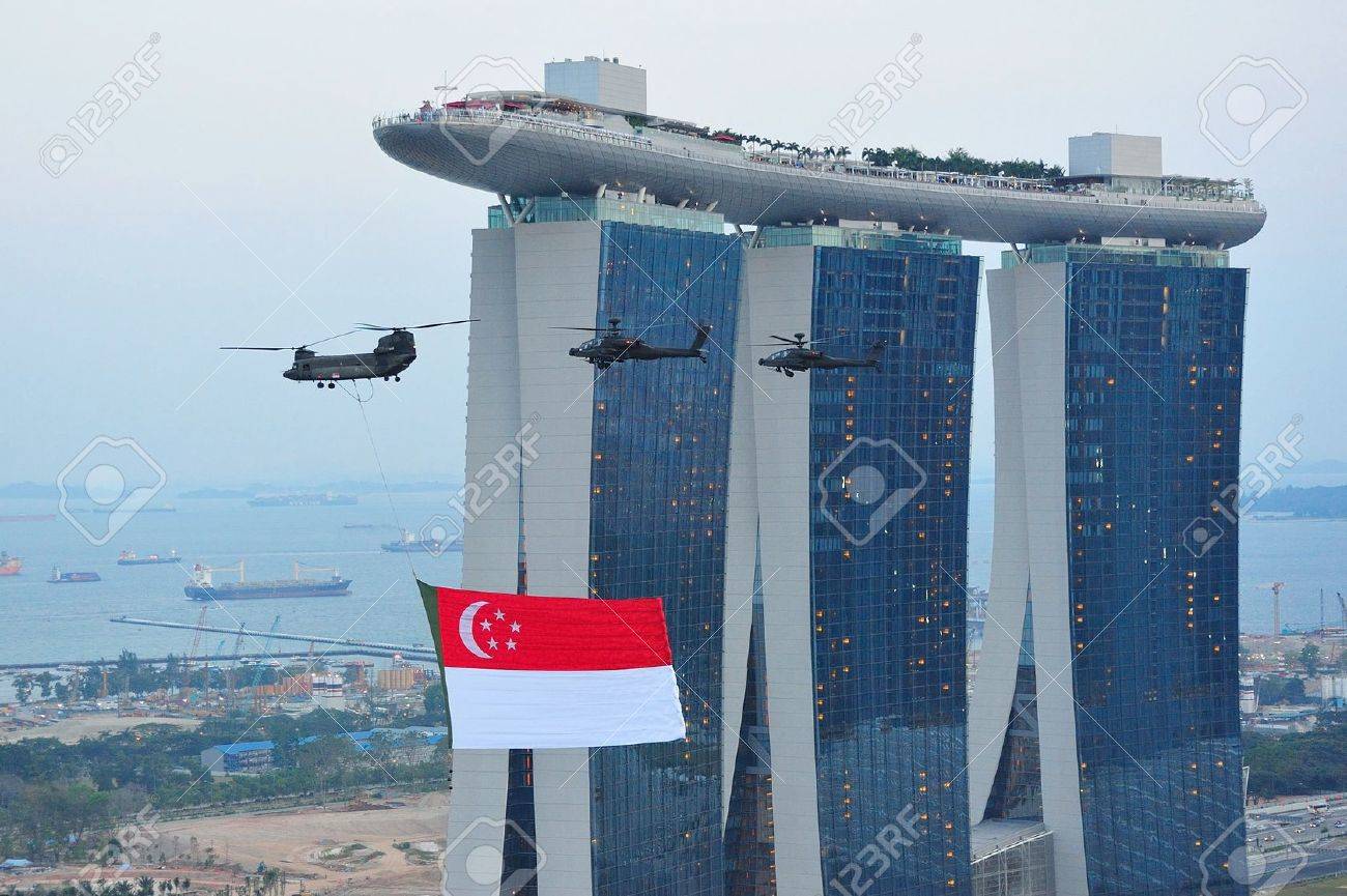 Singapore National Flag Fly Past During National Day Parade Singapore 2011 Combined Rehearsal On July 09 2011 In Singapore Stock Photo Picture And Royalty Free Image Image 13266354