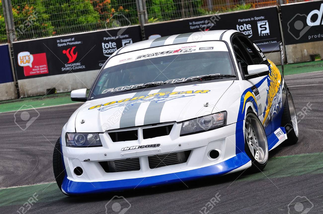 Singapore April 25 Daniel Woolhouse From Goodyear Singapore Team Parading In His Holden Gto Drift Car At Singapore Formula Drift At F1 Pit Building April 25 10 In Singapore Stock Photo