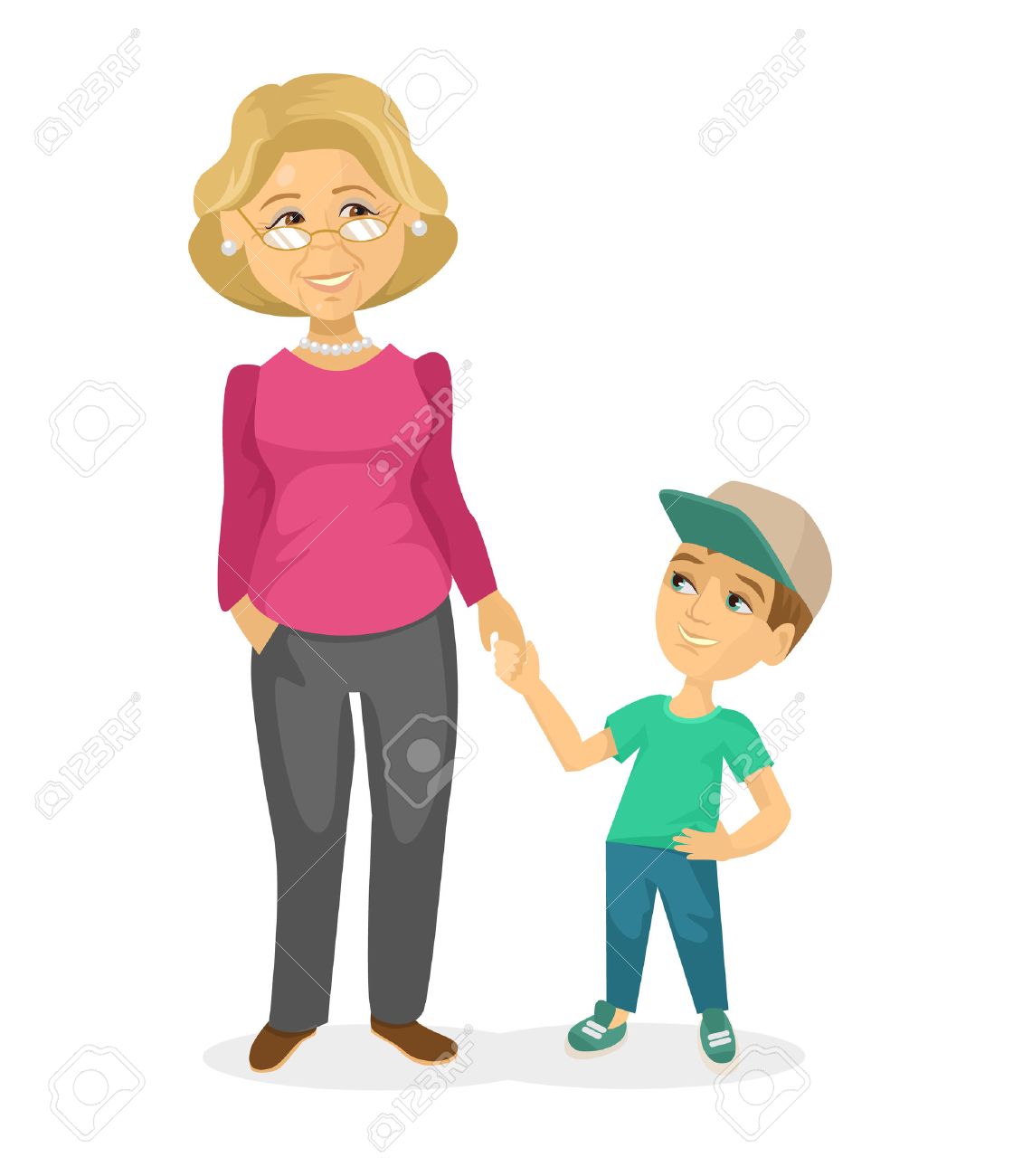 grandmother and grandson vector flat illustration royalty free