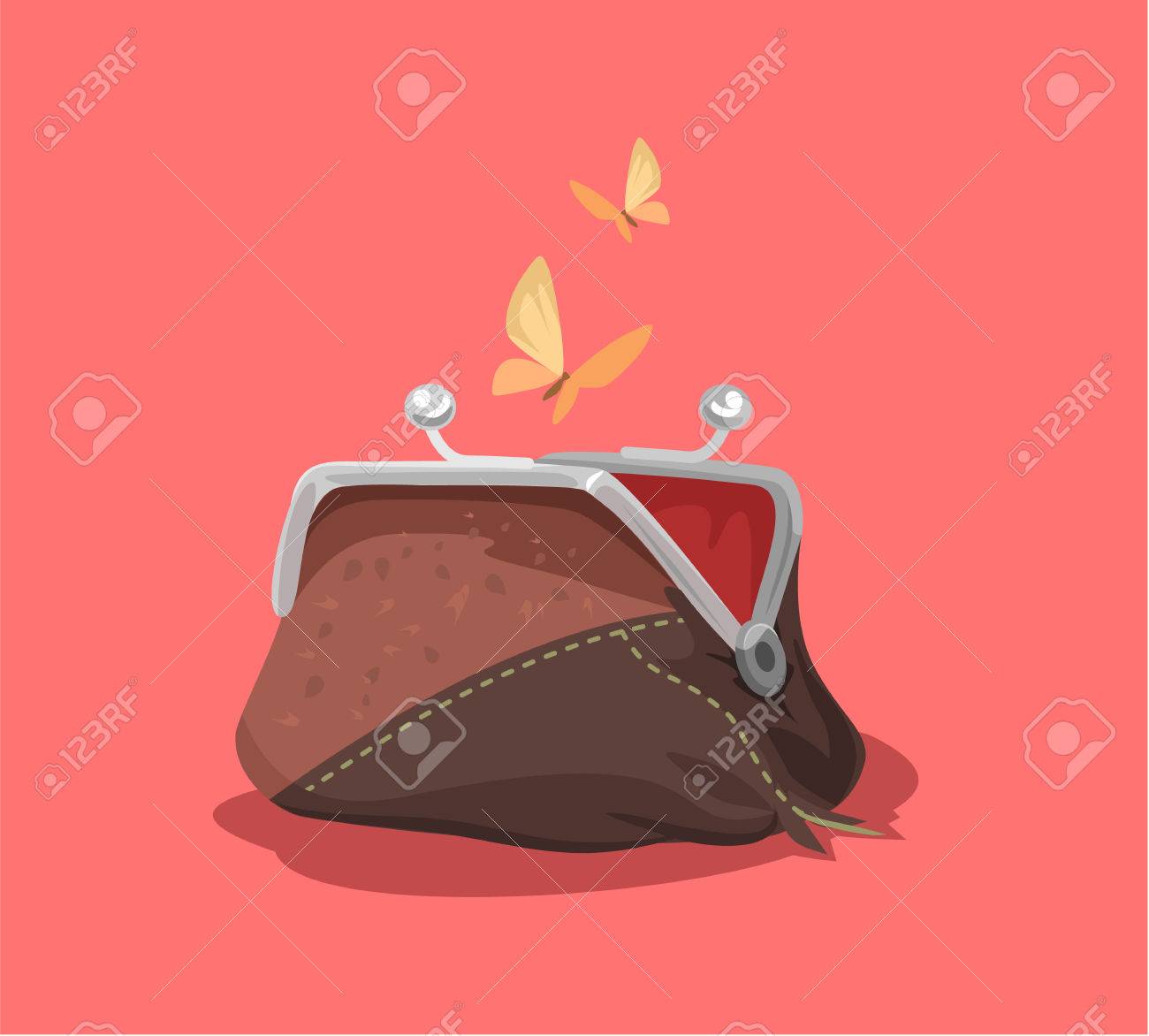 空の財布 ベクトル フラット漫画イラスト のイラスト素材 ベクタ Image