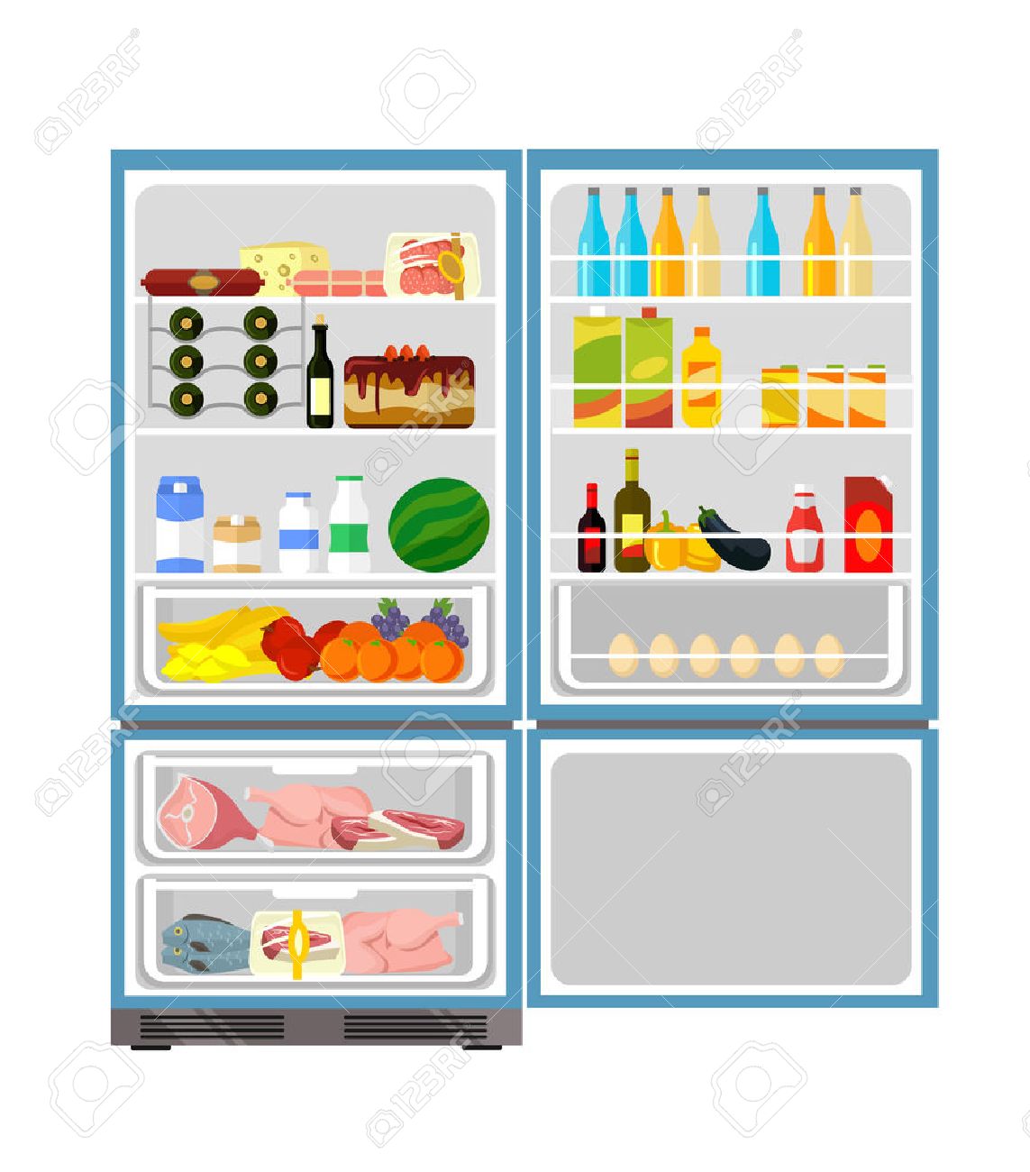 Fridge full of food. Vector flat illustration - 42775095 Fridge full of food. Vector flat illustration - 42775095