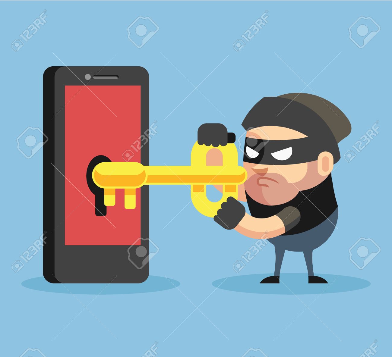 해커 해킹 스마트 폰. 벡터 평면 일러스트 로열티 무료 사진, 그림, 이미지 그리고 스톡포토그래피. Image 46905787