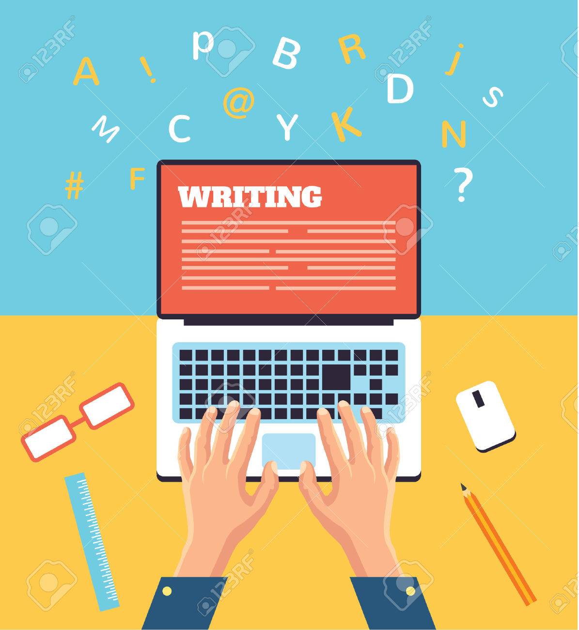 ノート パソコン フラット イラストを入力する手 のイラスト素材 ベクタ Image