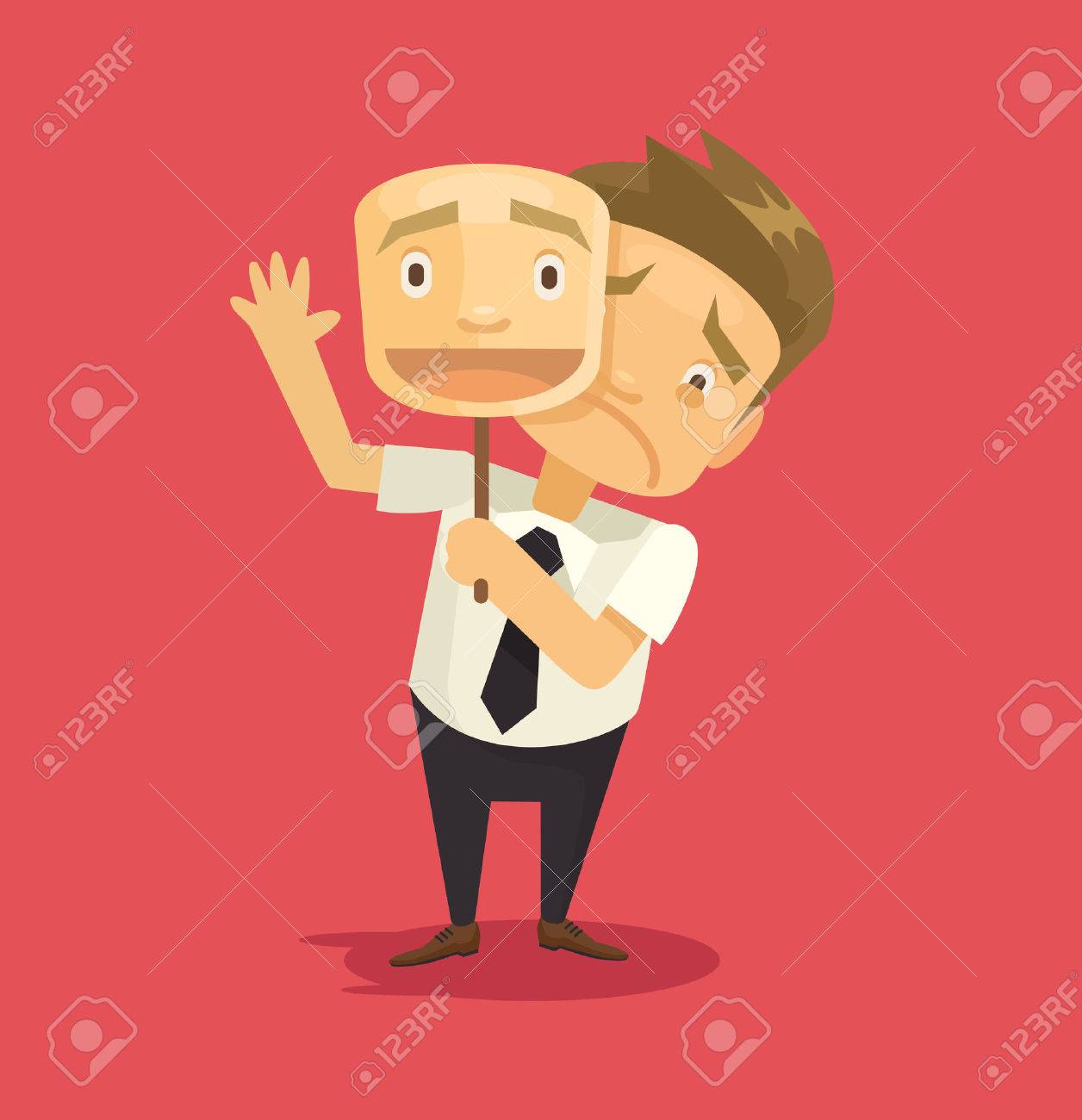 Gefalschte Geschaftsmann Maske Mit Lacheln Vector Flach Illustration Lizenzfrei Nutzbare Vektorgrafiken Clip Arts Illustrationen Image 48675661