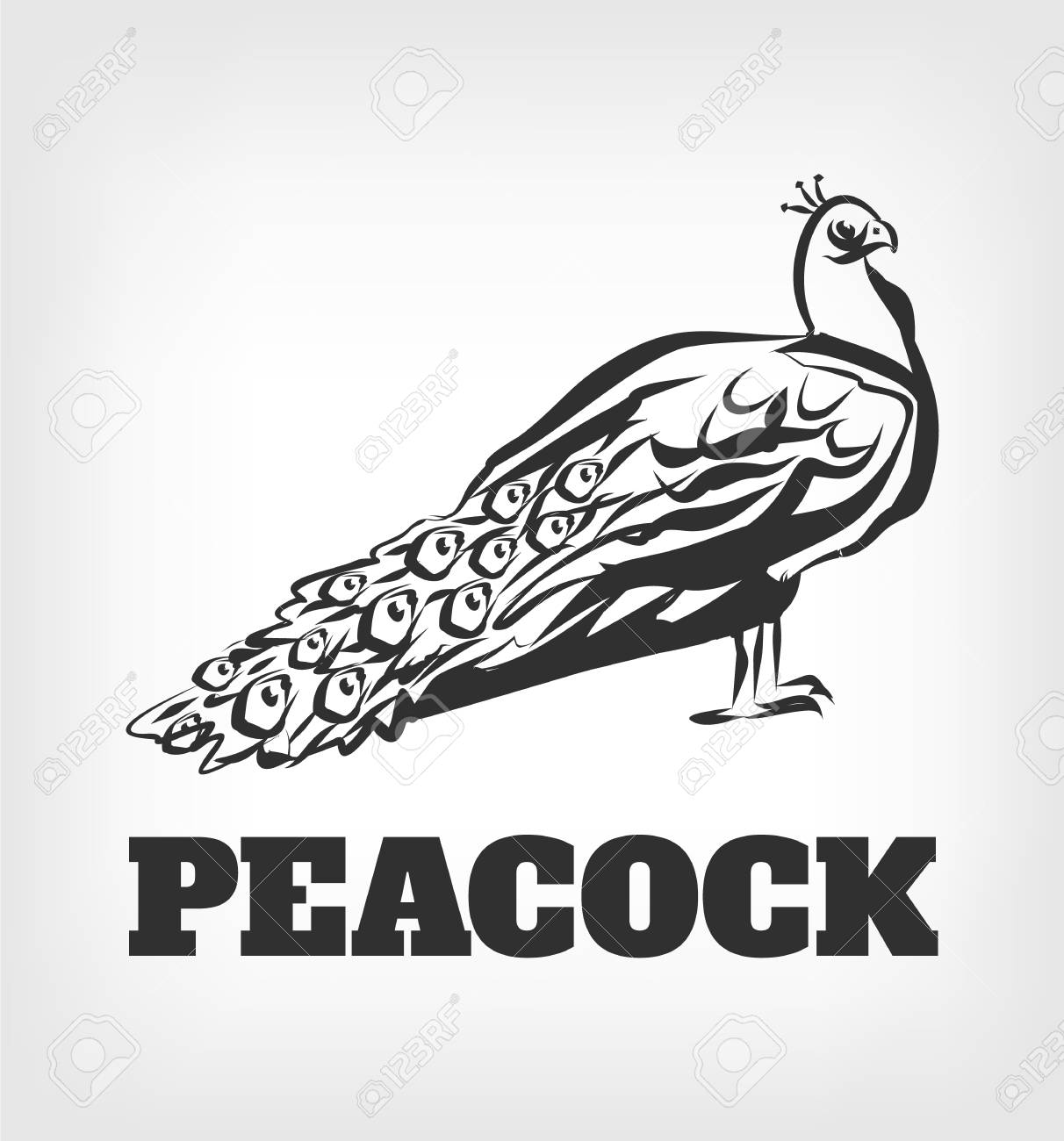 孔雀ピクトグラム ベクトル黒いアイコン イラストのイラスト素材 ベクタ Image