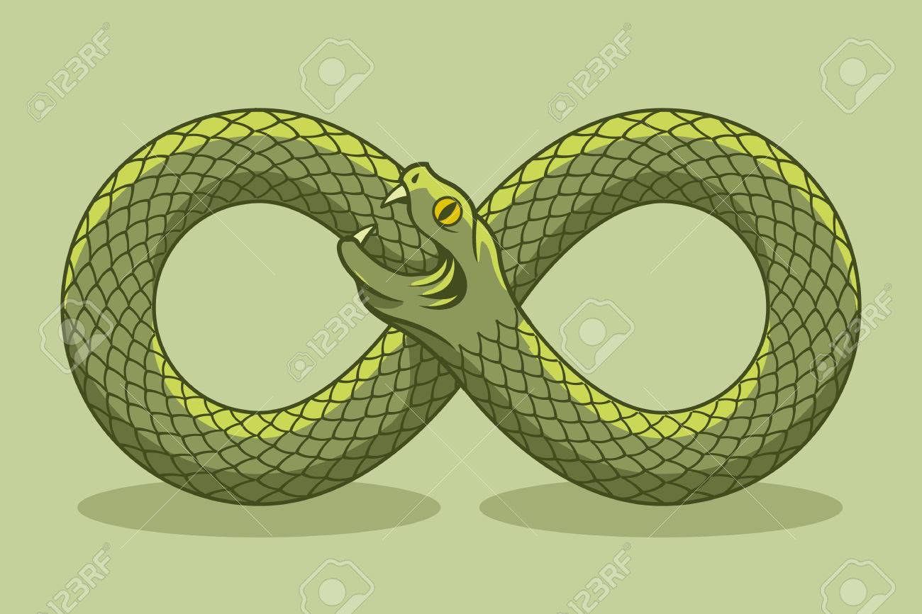 蛇が自分の尻尾を噛みます 魔法のシンボル ベクトル図のイラスト素材 ベクタ Image