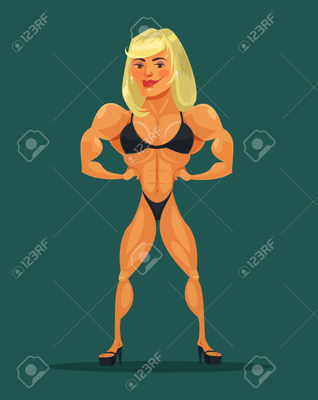 Vector Woman Bodybuilder Vector Flat Cartoon Illustration Vector Woman Bodybuilder Vector Flat Cartoon Illustration