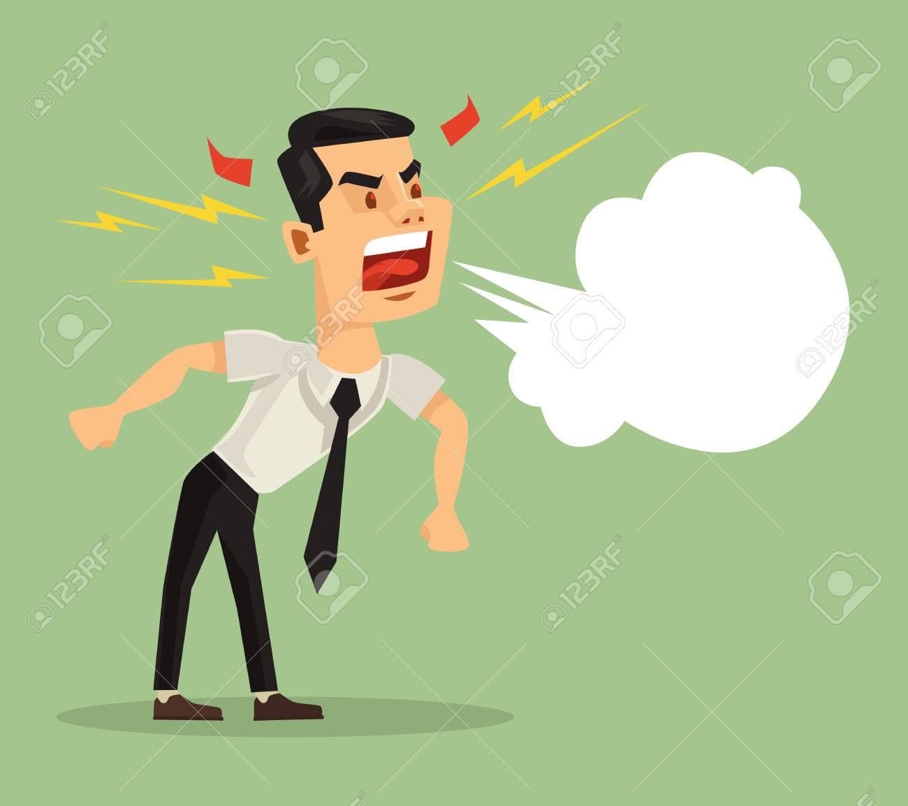 怒って叫んでいる男 ベクトル フラット漫画イラスト のイラスト素材 ベクタ Image