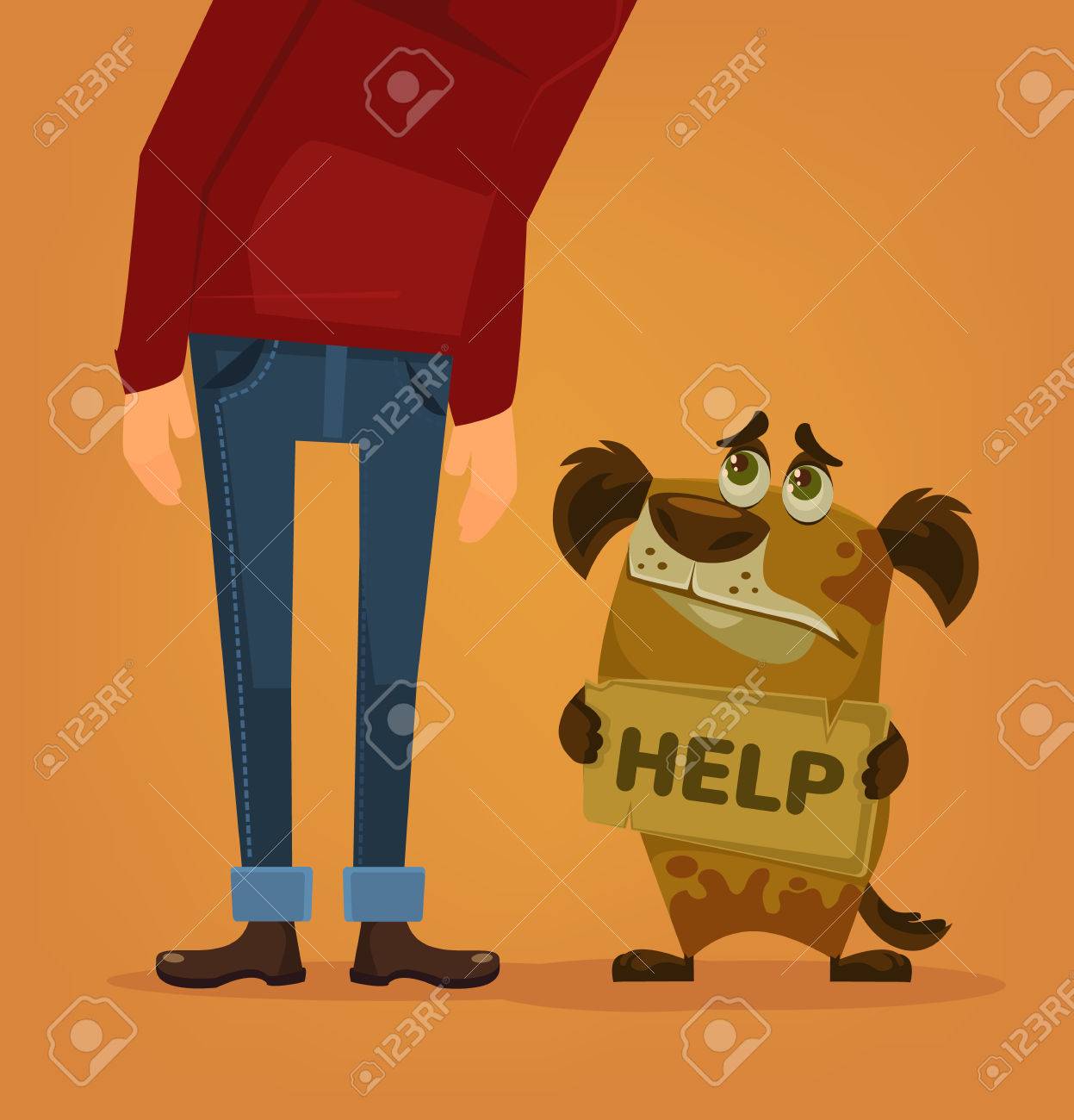 犬のキャラクターには ホームとヘルプが必要です ベクトル フラット