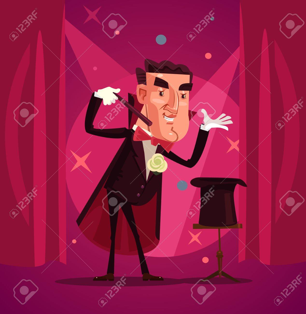 Happy smiling magician. Vector flat cartoon illustration - 83805544 Happy smiling magician. Vector flat cartoon illustration - 83805544