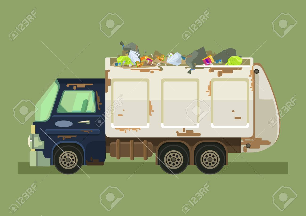 孤立したごみ収集車 ベクトルフラット漫画のイラストのイラスト素材 ベクタ Image 孤立したごみ収集車 ベクトルフラット漫画のイラストのイラスト素材 ベクタ Image