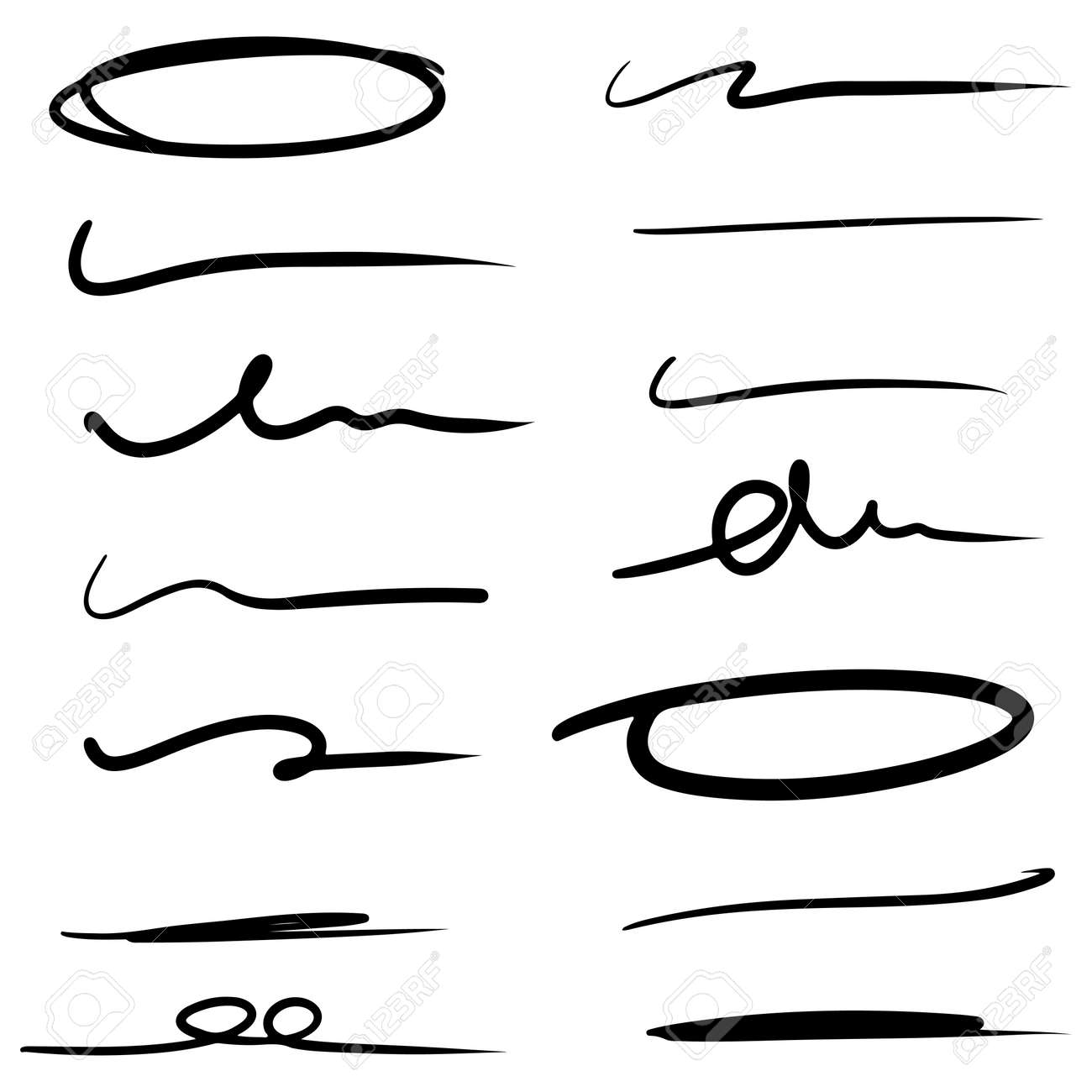 hand drawn line for marking text and circle marker set isolated on white background. vector illustration. - 169834443 hand drawn line for marking text and circle marker set isolated on white background. vector illustration. - 169834443