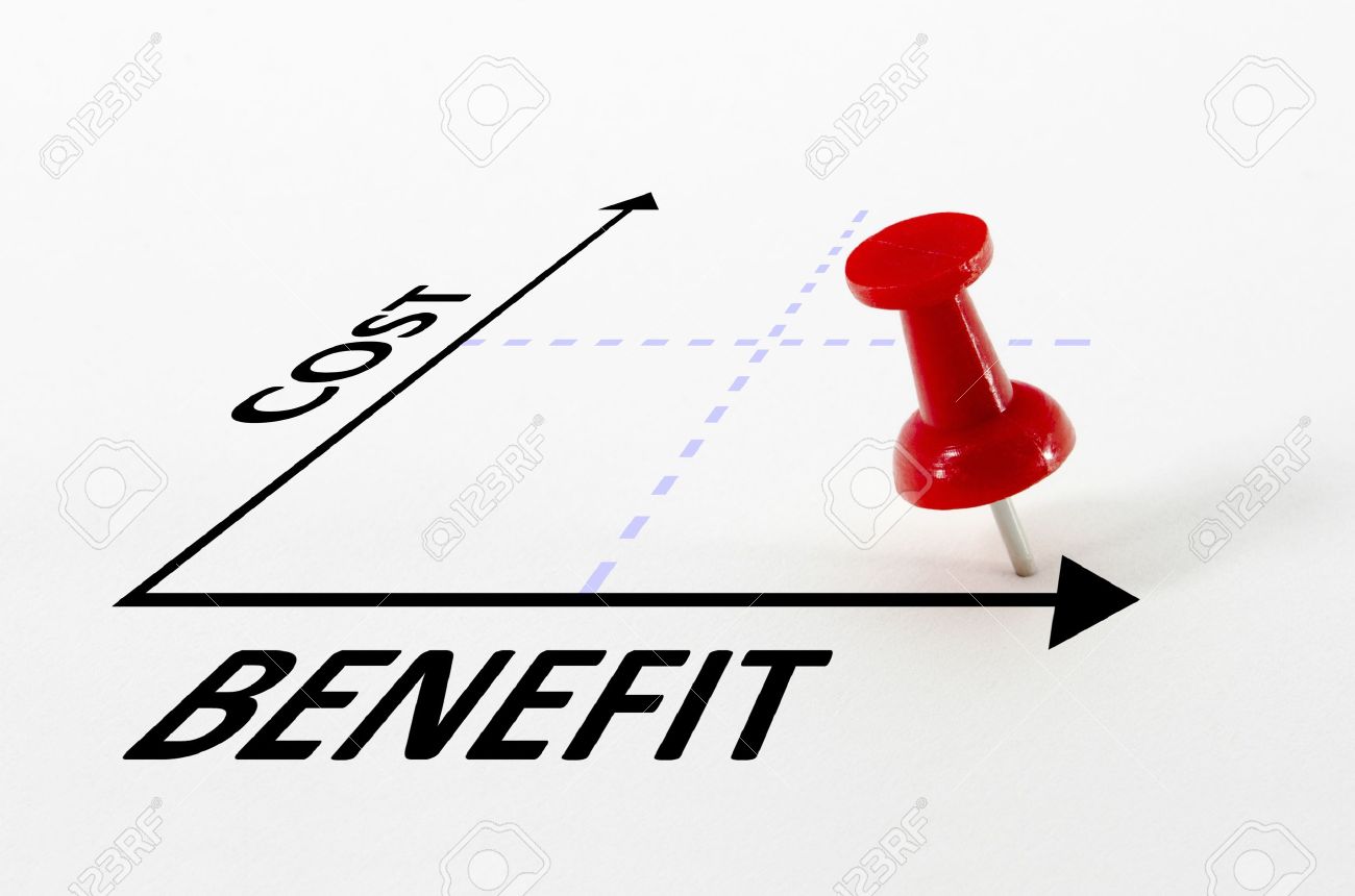 cost benefit analysis concept on a graph with a thumb nail pin cost benefit analysis