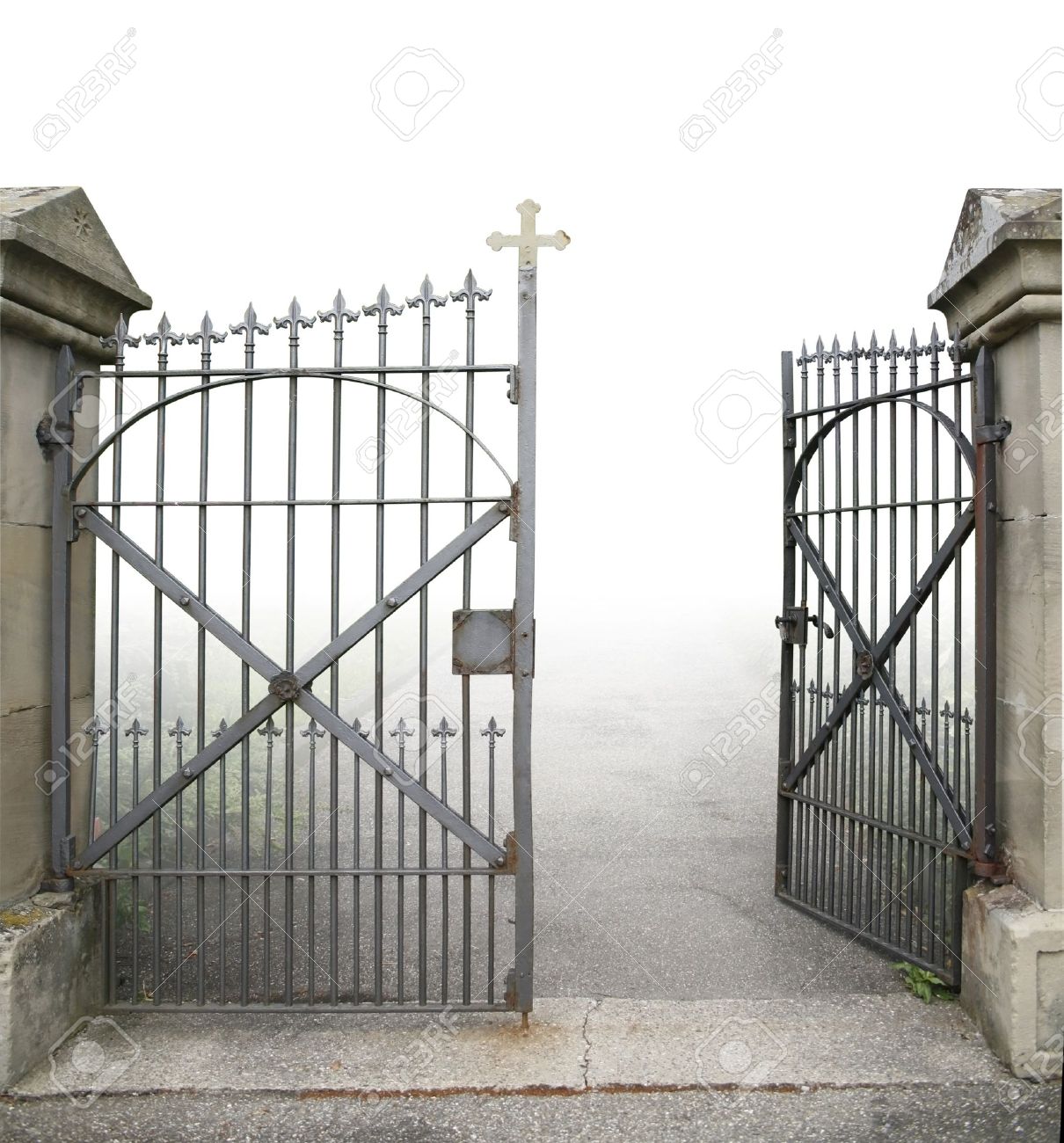 Entrance Of A Graveyard With A Open Wrought-iron Gate In Gradient Stock  Photo, Picture and Royalty Free Image. Image 10830009., image size:1210x1300