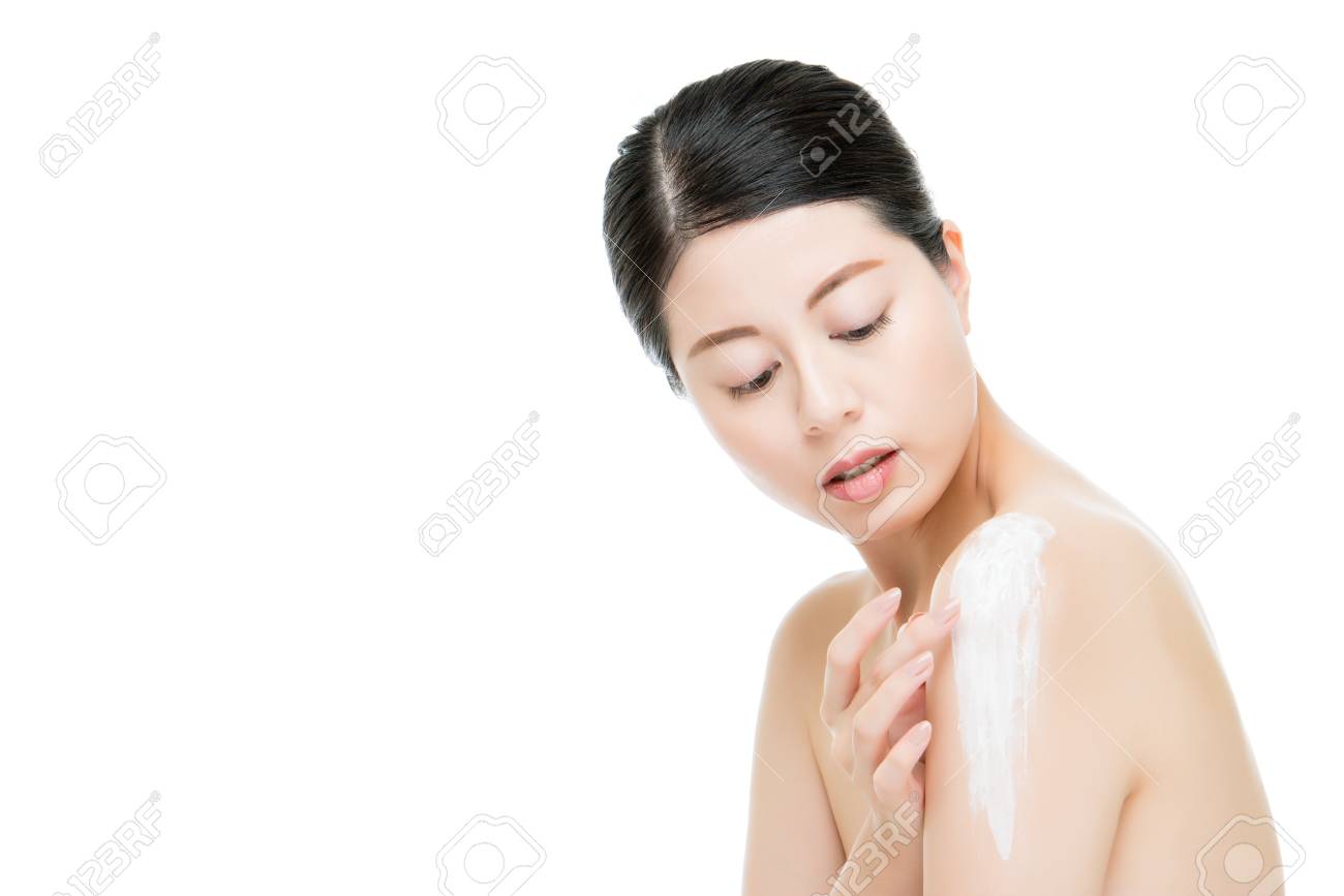 Gorgeous Chinese Asian Beautiful Women Scrub Body Lotion In Order Stock Photo Picture And Royalty Free Image Image