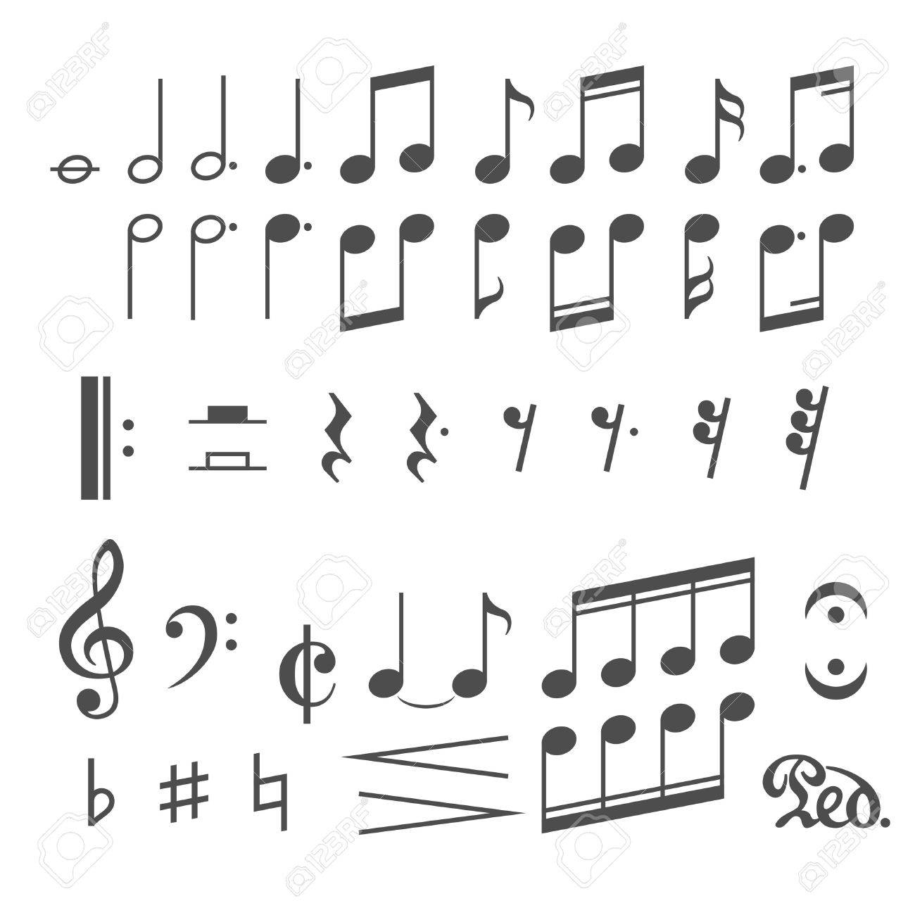Music notes and icons set. Vector illustration - 38630461 Music notes and icons set. Vector illustration - 38630461