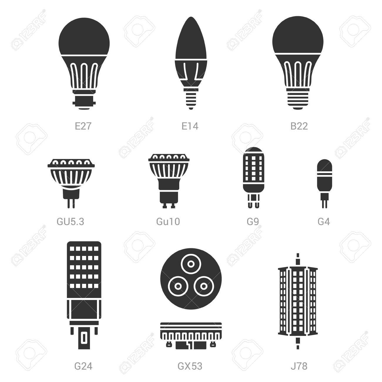 set background lamp silhouette LED white on light icon bulbs vector orWdxBeC