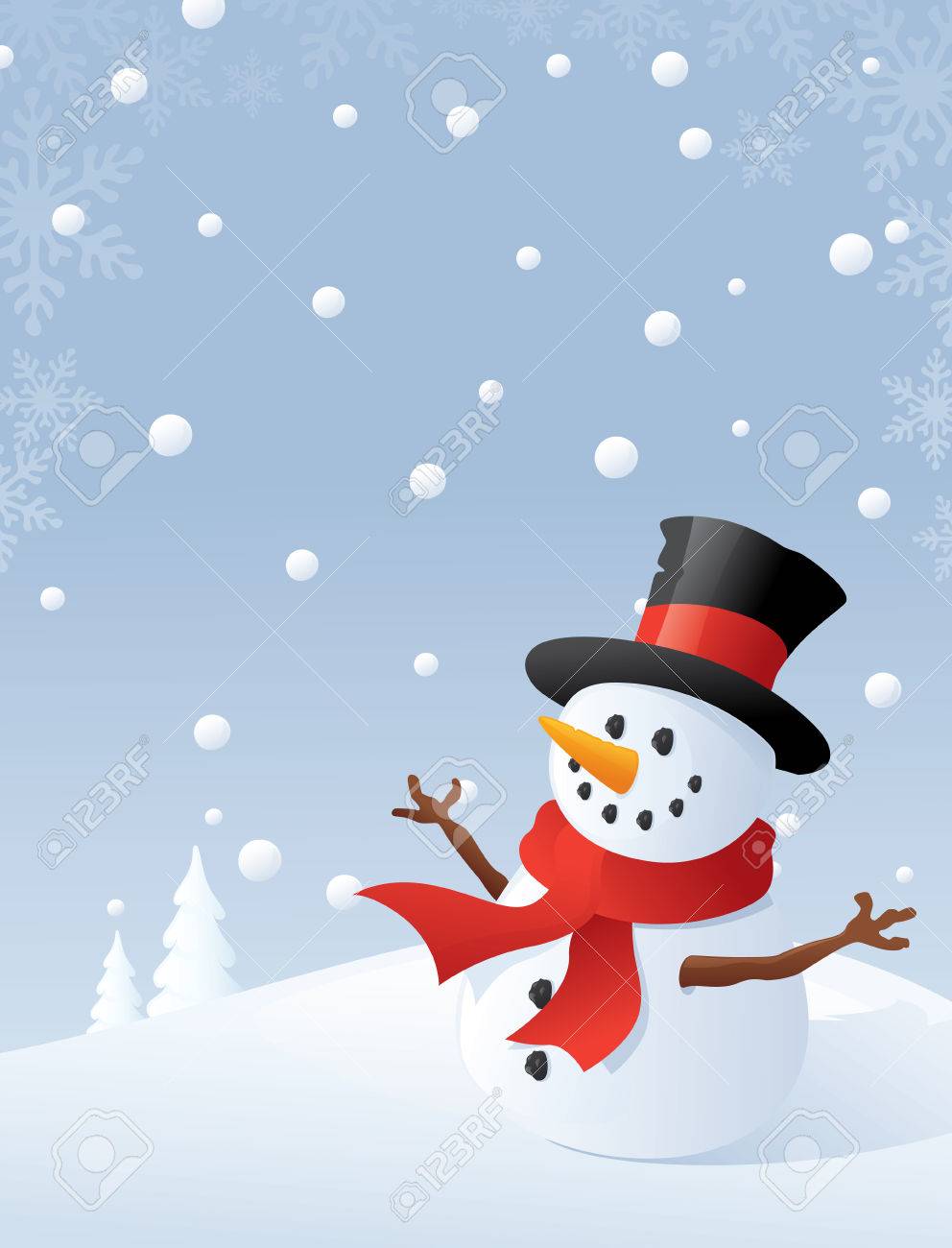 Dessin Bonhomme De Neige Qui Fond Bonhomme De Neige Et Toile De Fond De Neige. Flocons De Neige Et Perce-neige Peuvent Facilement Être Enlevés. Clip Art Libres De Droits, Svg, Vecteurs Et Illustration. Image 32409624