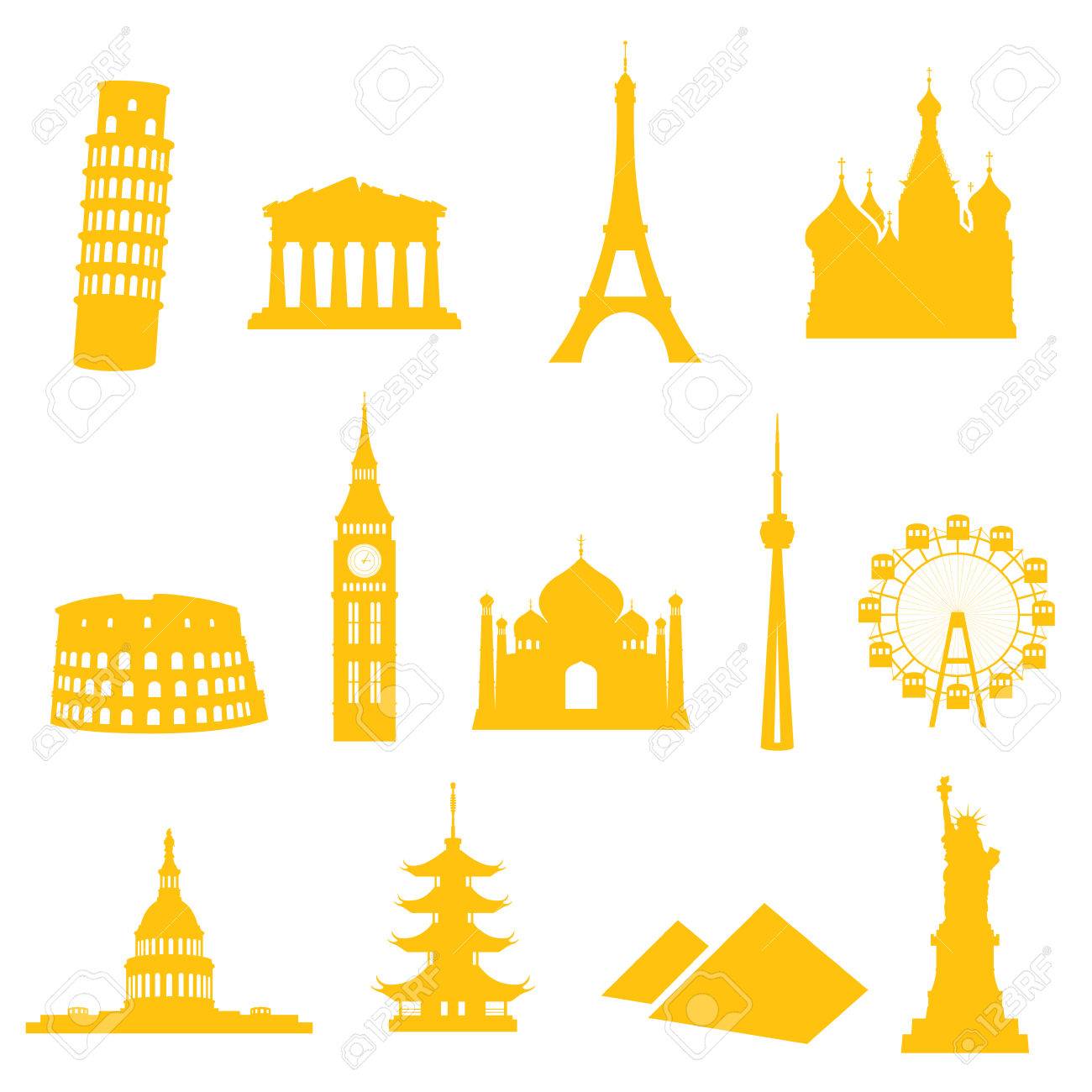 13 グラデーション無料ランドマーク アイコンを 簡単に色を変更できます のイラスト素材 ベクタ Image