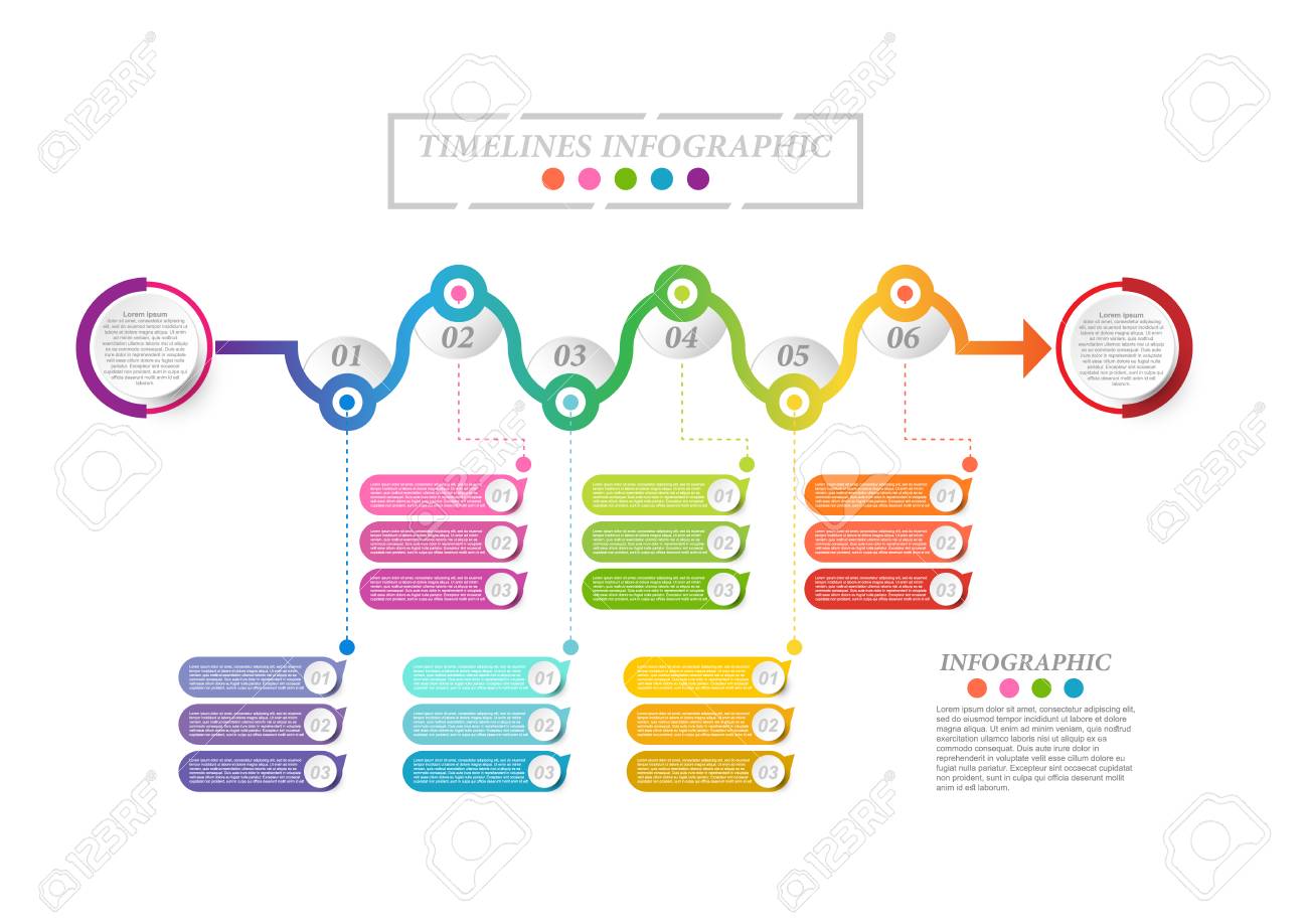 modern business horizontal timeline process chart infographics horizontal timelines