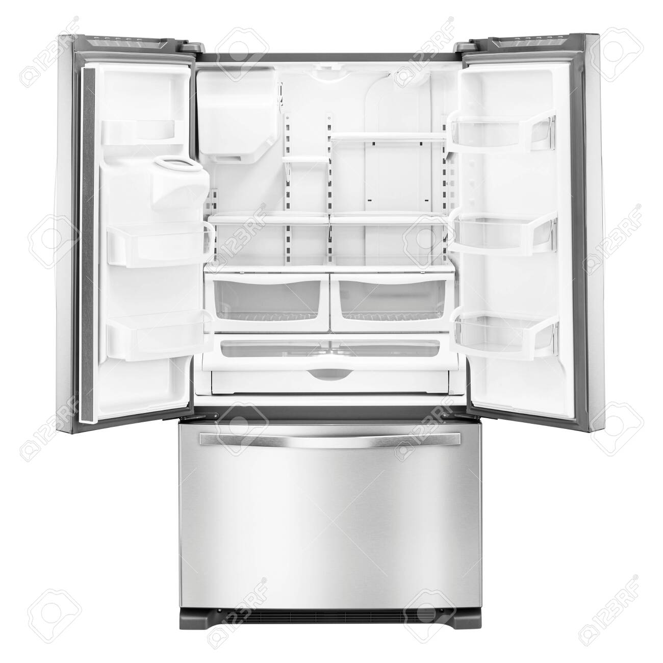 pics French Door Bottom Freezer Refrigerator White french door bottom freezer open refrigerator with gallon door