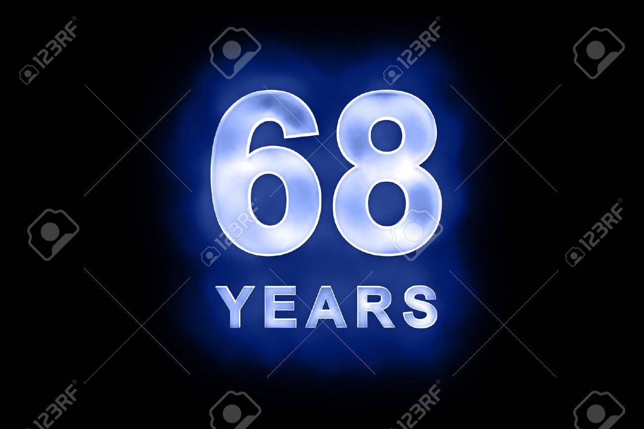 68 Ans De Brillants Chiffres Blancs Et Le Texte Avec Un Motif Tachete Sur Fond Bleu Approprie Pour Une Carte D Anniversaire Une Fete Ou Un Anniversaire Ou D Invitation Banque D Images Et Photos