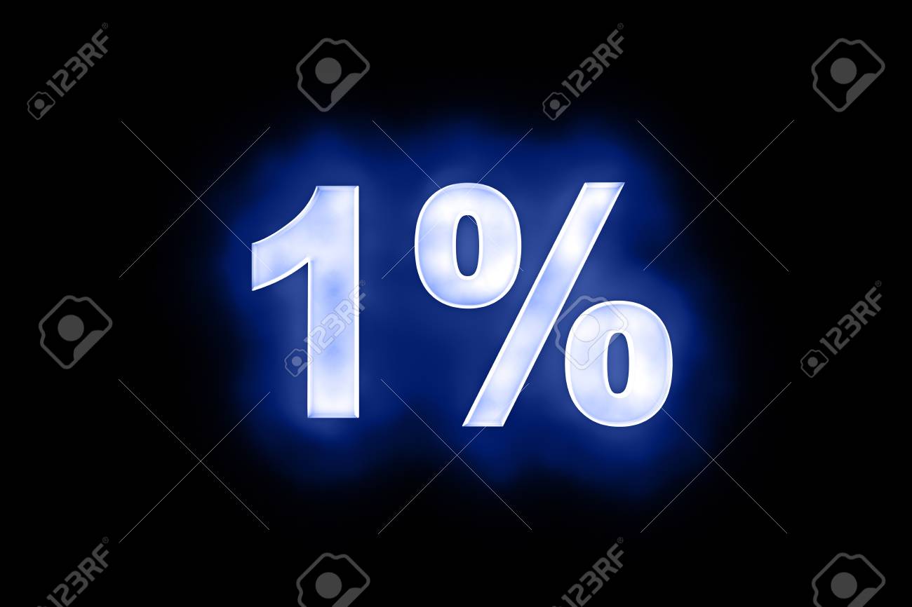 3d Illustration Of 1 Percent In Glowing Mottled White Numerals On A Blue  Background With A Black Surround Stock Photo, Picture and Royalty Free  Image. Image 13663614., image size:1300x866