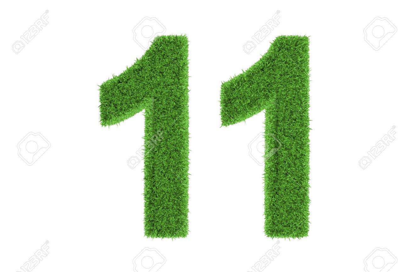 Number 11 With A Fresh Green Grass Texture And A Three Dimensional Effect  Conceptual Of An Eco-friendly Font And Conserving Nature, Isolated On White  Stock Photo, Picture and Royalty Free Image. Image