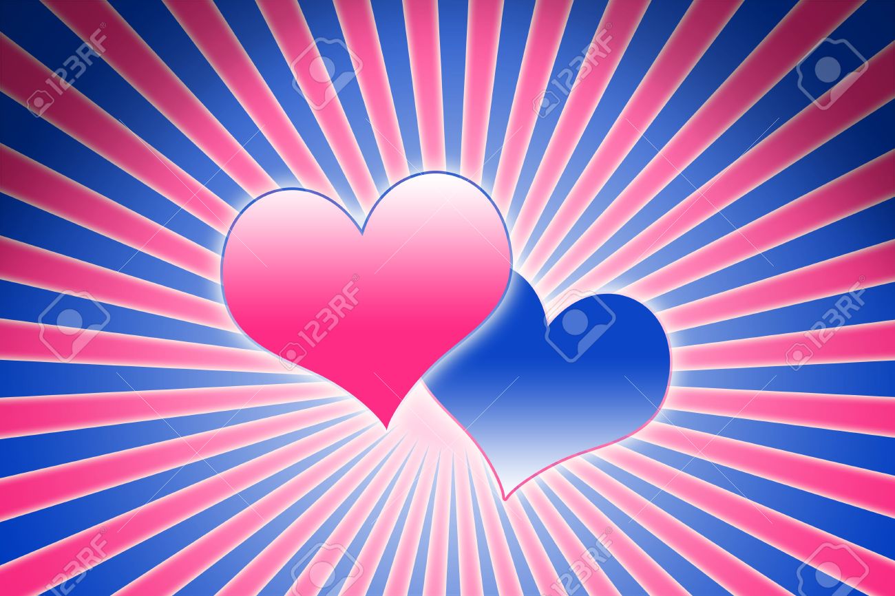 lovely pink and blue heart background composition stock photo