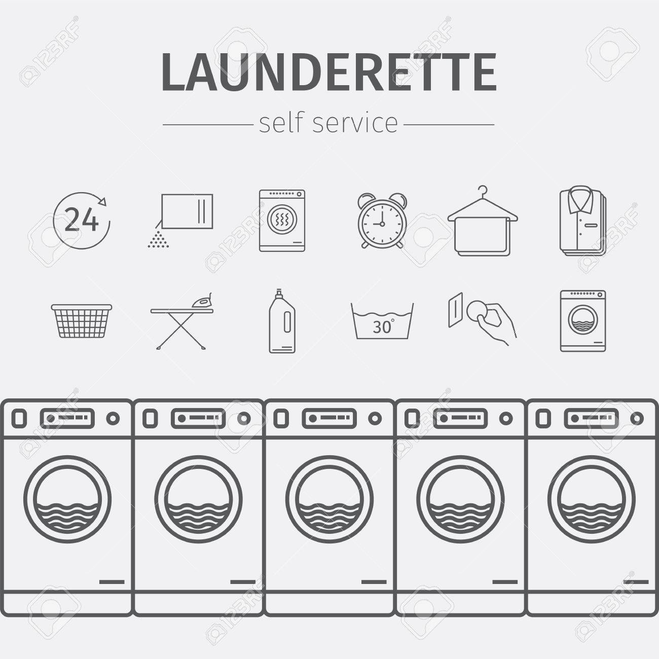 Self Service Laundry Vector Signs For Web Graphics Royalty Free Cliparts Vectors And Stock Illustration Image 80556829