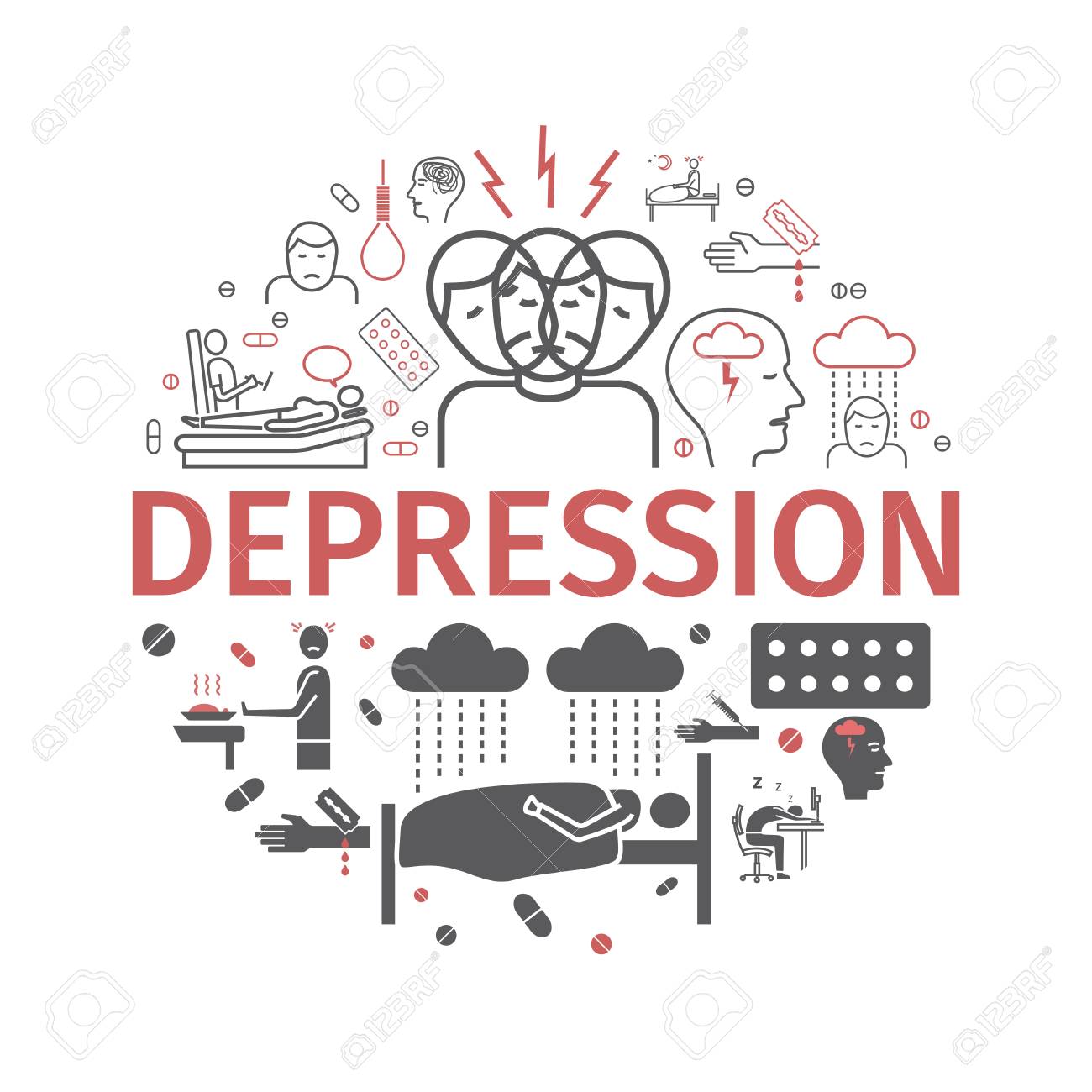 depression banner infographic symptoms