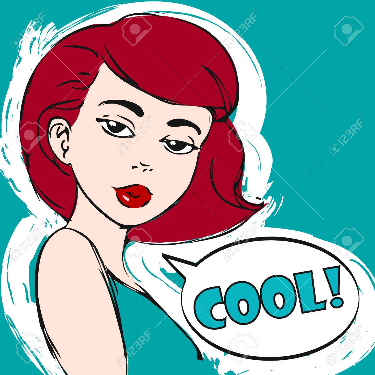 ベクトル色で美しい女性の肖像画 簡単編集可能なイラスト ポップアートの女の子 クールな のイラスト素材 ベクタ Image