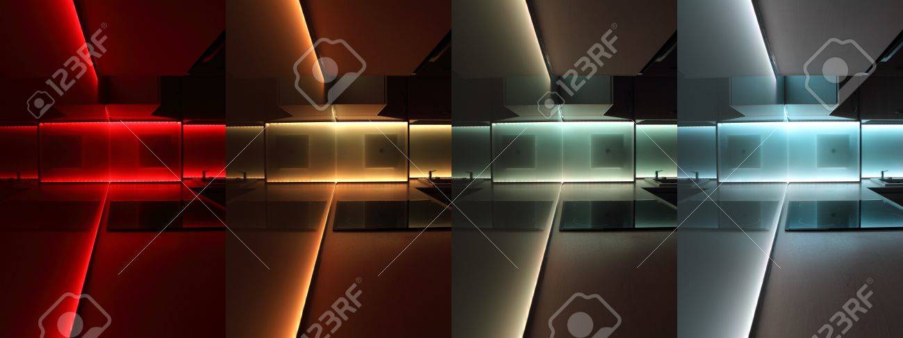 Modern luxus konyha led rgb világítás royalty free stock fotók ...