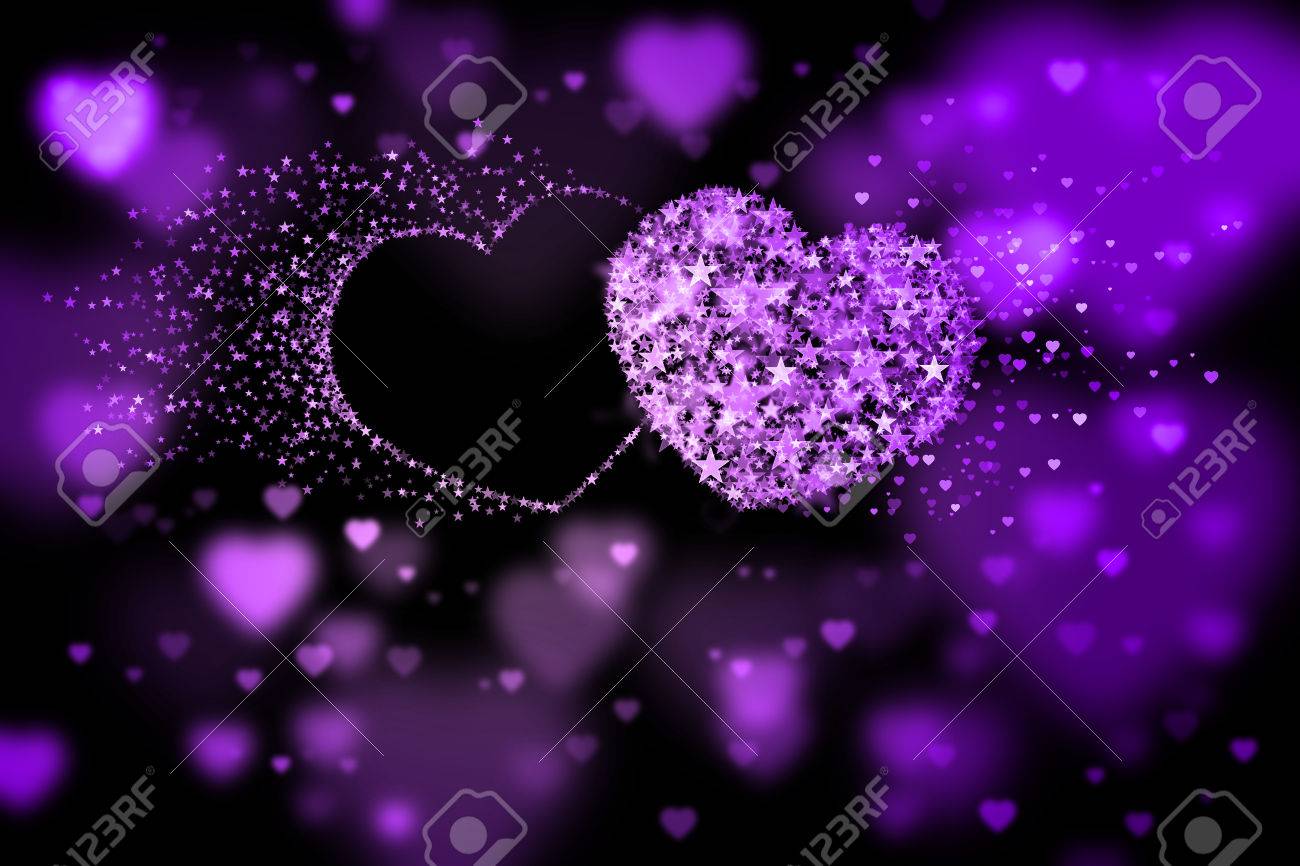 Zwei Herzen Und Platz Fur Ihren Text Lila Hintergrund Mit Bokeh Effekt Lizenzfreie Fotos Bilder Und Stock Fotografie Image 49687955