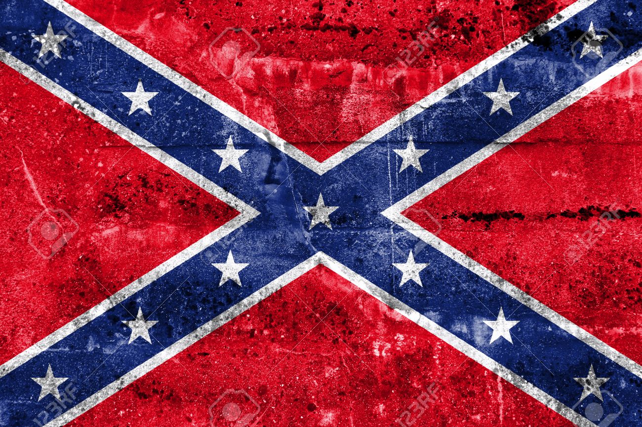 confederate flag painted on dirty wall vintage and old look stock