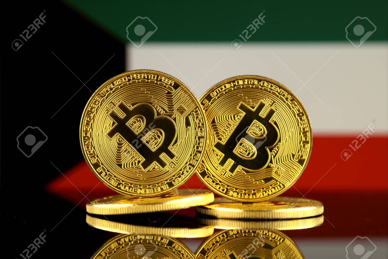 Physical Version Of Bitcoin And Kuwait Flag. Close Up. Stock Photo, Picture  and Royalty Free Image. Image 90884559.