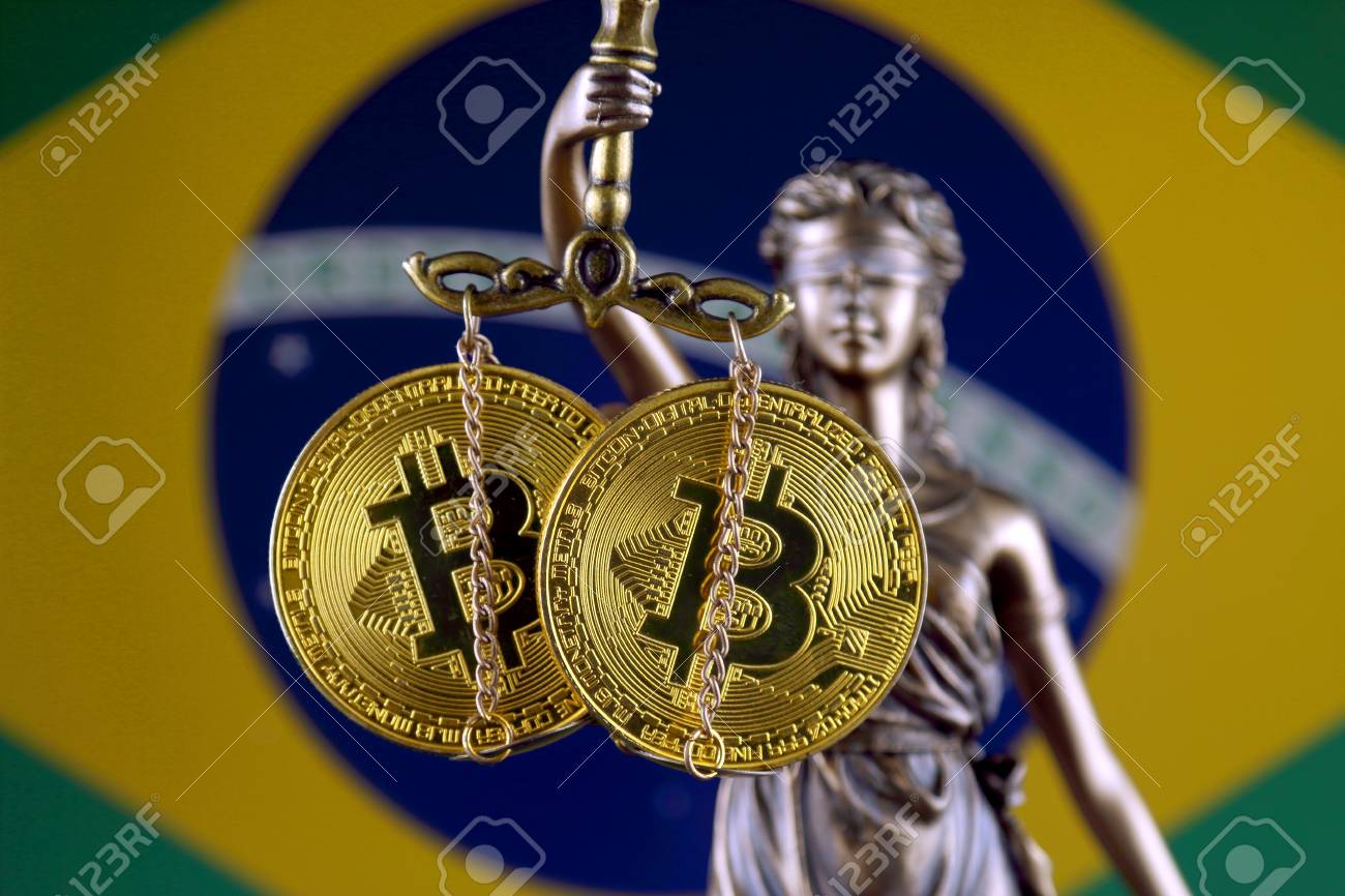 Symbol Of Law And Justice, Physical Version Of Bitcoin And Brazil Flag.  Prohibition Of Cryptocurrencies, Regulations, Restrictions Or Security,  Protection, Privacy. Stock Photo, Picture and Royalty Free Image. Image  91761901.