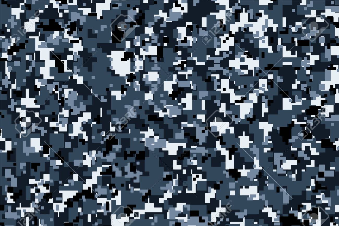 Dark Blue, White And Black Pixel Camouflage. Digital Camo Background,  Military Pattern, Army And Sport Clothing, Urban Fashion. Vector Format.  2:3 Aspect Ratio. Royalty Free SVG, Cliparts, Vectors, and Stock  Illustration. Image 146316607., image size:1300x866