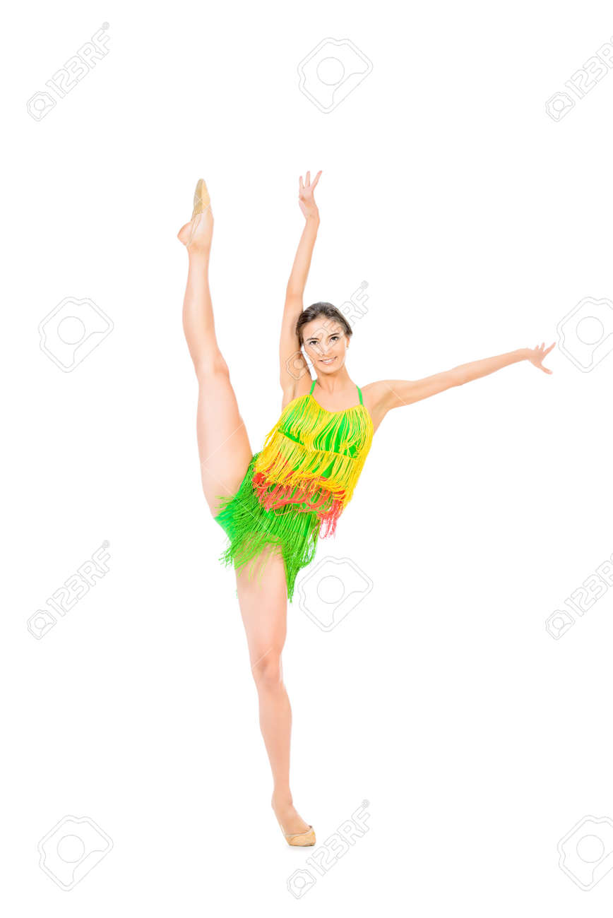 Beautiful Professional Female Dancer Dancing At Studio Latin